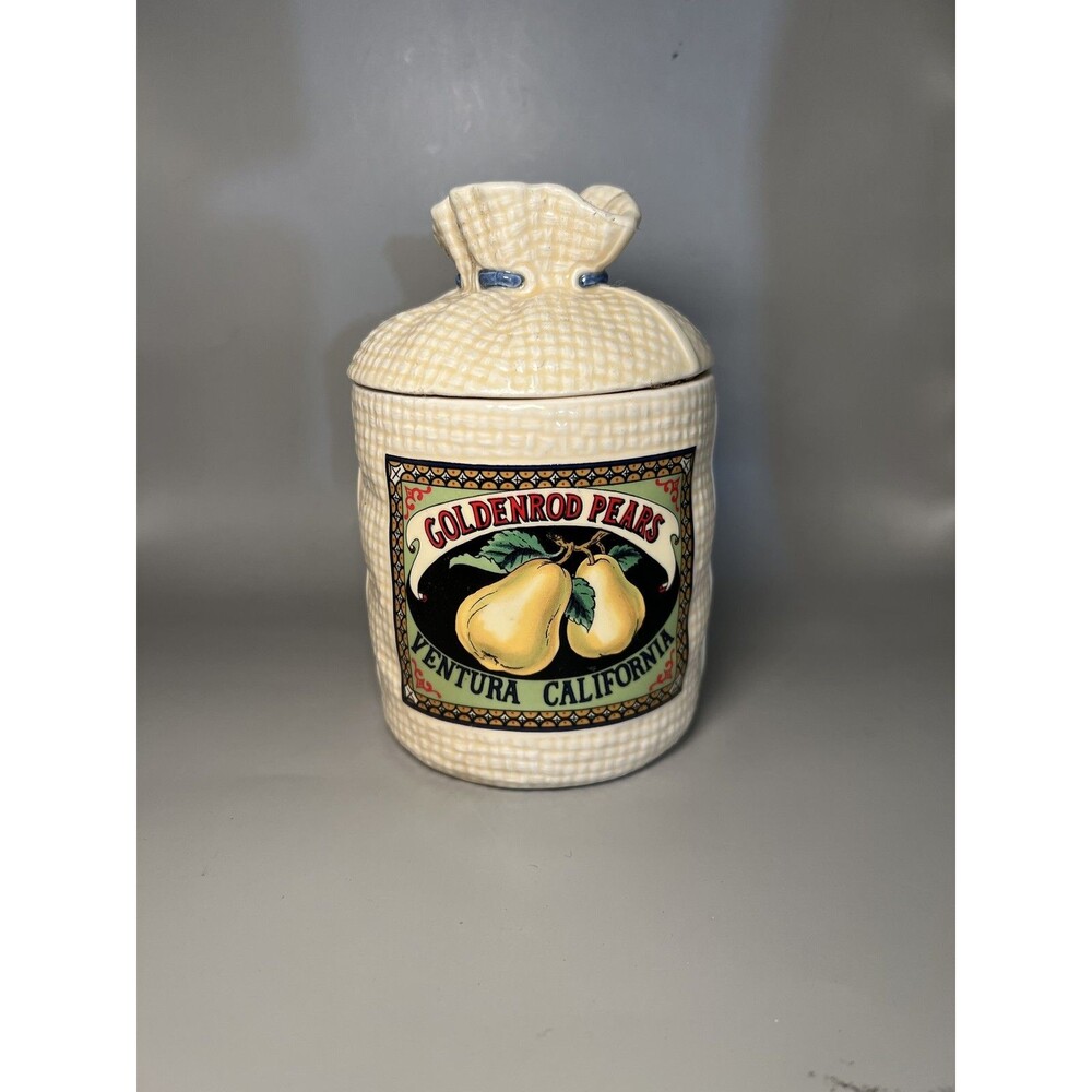 Vintage Hearth and Home Designs Goldenrod Pears Canister Jar 8" Ceramic Ventura
